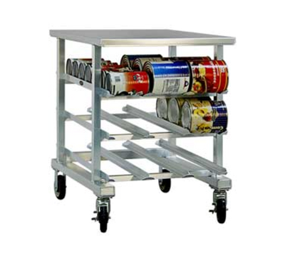 New Age 1236 35"H Mobile Can Storage Rack with Aluminum Top for (54) #10 Cans or (72) #5 Cans