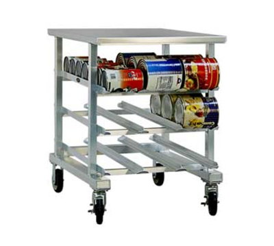 New Age 1236 35"H Mobile Can Storage Rack with Aluminum Top for (54) #10 Cans or (72) #5 Cans