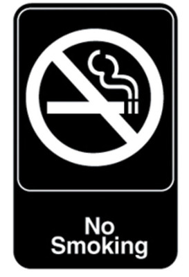 Vollrath 5613 9" x 6" White on Black No Smoking Sign