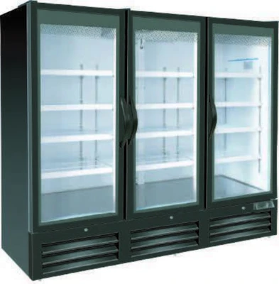 MVP Group KGF-78DV 81" W Black Exterior Three-Section Kool-It Freezer Merchandiser - 115 Volts