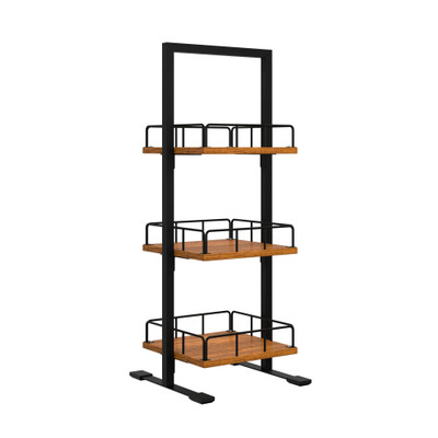 Koolmore KM-SDW-3SOP 12" W Ash-Wood Frame with 3-Tier Eucalyptus Shelves Wooden Vertical Display Case