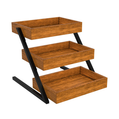 Koolmore KM-SDW-3ST 16.5" W Ash-Wood Frame with 3-Tier Eucalyptus Shelves Wooden Staircase Display Case