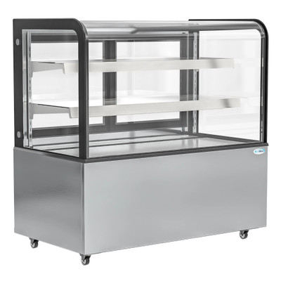 Koolmore BDC-13C 14 Cu. Ft. Stainless Steel Curved Front Double Tempered Glass Dry Bakery Display Case - 115 Volts
