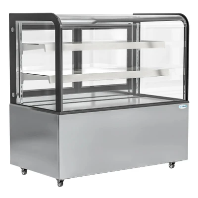 Koolmore BDC-13C 14 Cu. Ft. Stainless Steel Curved Front Double Tempered Glass Dry Bakery Display Case - 115 Volts