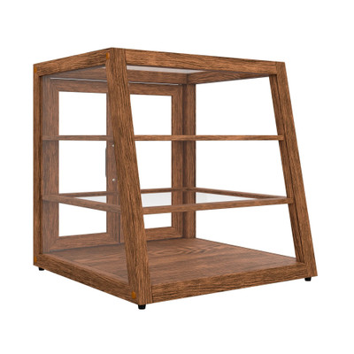 Koolmore KM-BDW-21SLD 3.5 Cu. Ft. Dark-Wood Finish 3 Tempered Glass Shelves Slanted Bakery Display Case