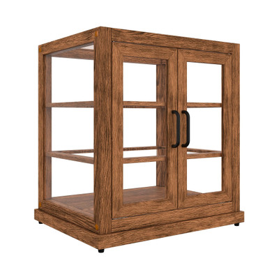 Koolmore KM-BDW-4CUD 25" W Dark-Wood Finish with 3-Tier Tempered-Glass Shelves Upright Bakery Display Case