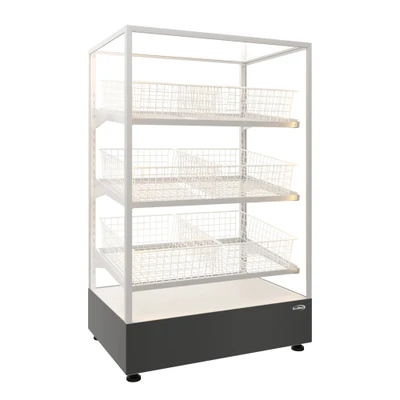 Koolmore KM-FDC-B6 59.5" L Clear Tempered Glass 3-Tier with 6 Baskets Floor Standing Bagel Bakery Display Case - 110 Volts