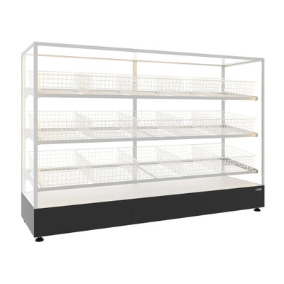 Koolmore KM-FDC-B15 73.5" L Clear Tempered Glass 3-Tier with 15 Baskets Floor Standing Bagel Bakery Display Case - 110 Volts