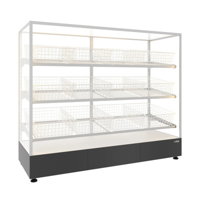Koolmore KM-FDC-B12 59.5" L Clear Tempered Glass 3-Tier with 12 Baskets Floor Standing Bagel Bakery Display Case - 110 Volts