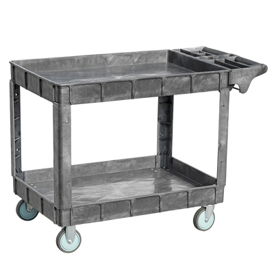 Omcan USA 48879 47" W Gray Polypropylene 2 Shelves Heavy-Duty Utility Cart
