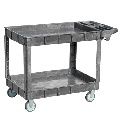 Omcan USA 48879 47" W Gray Polypropylene 2 Shelves Heavy-Duty Utility Cart