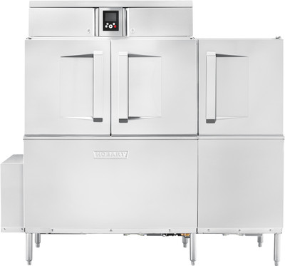 Hobart CL66-DWR+BUILDUP 44.75" W Single Tank with Power Scrapper Stainless Steel Conveyor Dishwasher - 208 Volts