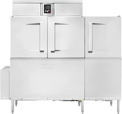 Hobart CL66-DWR+BUILDUP 44.75" W Single Tank with Power Scrapper Stainless Steel Conveyor Dishwasher - 208 Volts