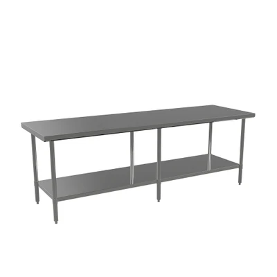 Atosa ST3684EC Mixrite 84" W x 36" D Stainless Steel 18 Gauge Adjustable Undershelf and Legs Work Table
