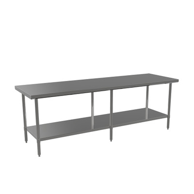 Atosa ST3684EC Mixrite 84" W x 36" D Stainless Steel 18 Gauge Adjustable Undershelf and Legs Work Table