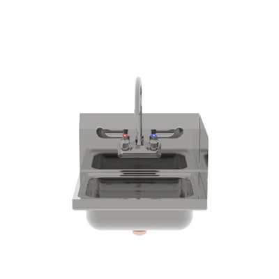 Atosa SH17SR Mixrite 17" W 20 Ga 304 Stainless Steel with Right Side Splashes Wall Mount Hand Sink with Faucet
