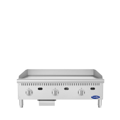 Atosa ATG-3624-C CookRite 36" W Stainless Steel Liquid Propane 3 Burners Chrome Plated Griddle - 90,000 BTU