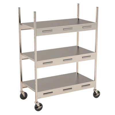 Lakeside 172619 42.5" W Stainless Steel Customizable Graphics and Adjustable 3 Shelves Modular Breakfast Cart