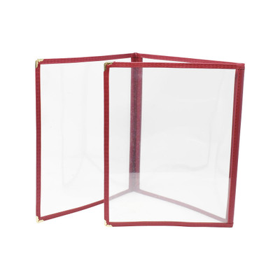 Omcan USA 39800 9.25"W x 11.75"H Red Plastic Triple Fold Menu Holder