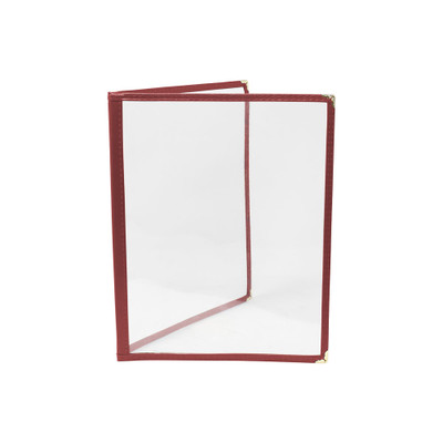 Omcan USA 39796 9.25"W x 11.75"H Red Plastic Double Fold Menu Holder