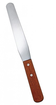 Omcan USA 80003 10" x 1.38" Stainless Steel Blade with Wood Handle Bakery Spatula