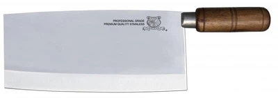 Omcan USA 10557 8" Stainless Steel Wood Handle Chinese Cleaver