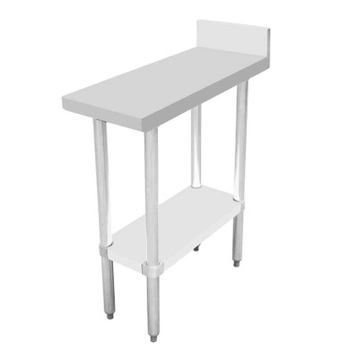 Omcan USA 46513 12" W x 30" D Stainless Steel 18 Gauge 4" Backsplash Flat Edges Equipment Filler Table