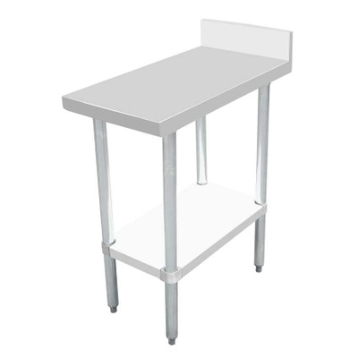 Omcan USA 46514 15" W x 30" D Stainless Steel 18 Gauge 4" Backsplash Flat Edges Equipment Filler Table