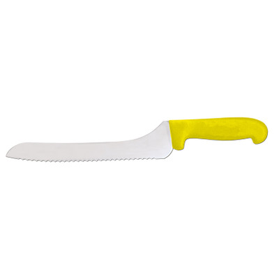 Omcan USA 12444 9" Yellow Handle Wave Edge off Set Slicing Knife