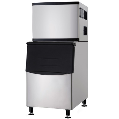 Omcan USA 46452 30" W Stainless Steel Cube Style Ice Maker with Bin - 500 Lbs.