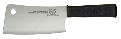 Omcan USA 10548 6" Stainless Steel Blade Black Plastic Handle Cleaver