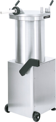 Omcan USA 46101 65 Lbs. Stainless Steel Lid and Piston Automatic Vertical Hydraulic Sausage Stuffer - 220 Volts