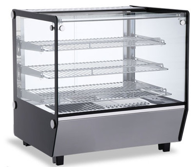 Omcan USA 47425 26.7" W Curved Glass Full Service Countertop Display Warmer Case - 110 Volts