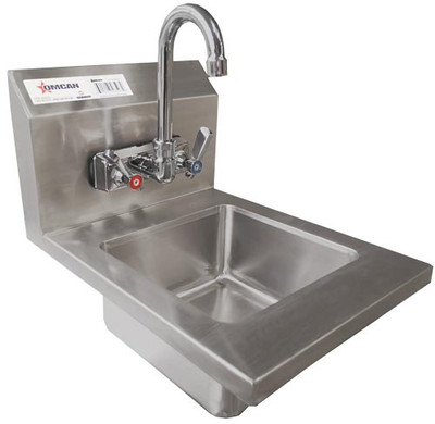 Omcan USA 46507 9" x 9" x 5" Bowl Stainless Steel Wall Mounted Hand Sink with Gooseneck Faucet