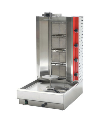 Omcan USA 47497 100 Lbs. Natural Gas 4 Burners Doner Kebab Machine or Vertical Broiler or Shawarma Grill - 120 Volts
