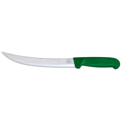 Omcan USA 12319 8" Stainless Steel Green Handle Curved Breaking Knife