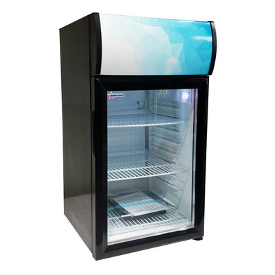 Omcan USA 44529 1.8 Cu. Ft. Metal Plate Exterior 1 Tempered Glass Door Reach In Refrigerated Display - 110 Volts