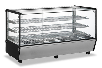 Omcan USA 47428 Square Glass Countertop Full Service 60" Display Warmer Case - 110 Volts
