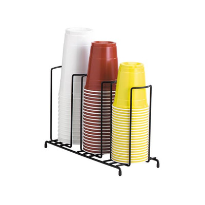 Dispense-Rite WR-3 3 Section Black Wire Rack Lid and Cup Organizer