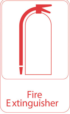 Vollrath 5618 9" x 6" Red on White Fire Extinguisher Sign