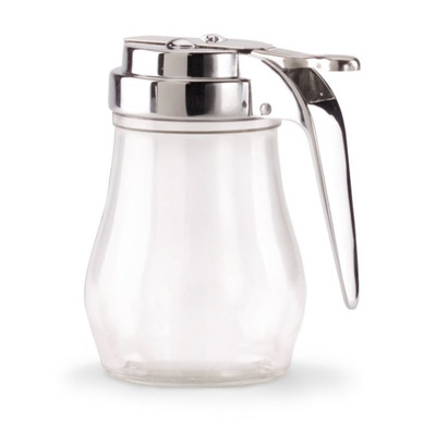 Vollrath 1206 7 Oz. Clear Polycarbonate Jar With Chrome Plated Top Dripcut Syrup Server