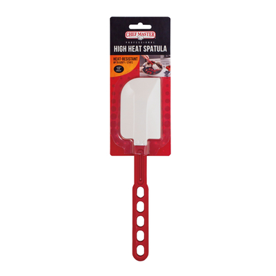 Chef Master 90212 10" L White Blade Red Handle Silicone and Nylon High Heat Spatula