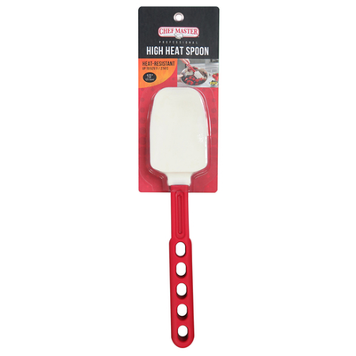 Chef Master 90227 10" L White Blade Red Handle Silicone and Nylon High Heat Spoon