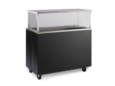 Vollrath 39928 46" W x 24" D x 35" H 20/300 Series Stainless Steel Seamless Top Storage Base with Sliding Doors with NSF2 Certified Cafeteria Breath Guard 2-Series Affordable Portable Utility Station