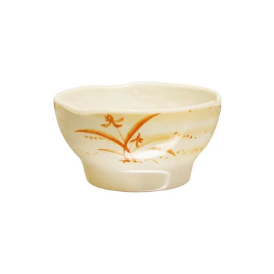 Thunder Group 3704 10 Oz. Gold Orchid Melamine Round Wave Rice Bowl
