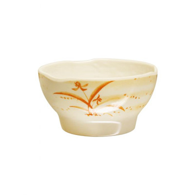 Thunder Group 3704 10 Oz. Gold Orchid Melamine Round Wave Rice Bowl