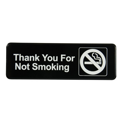 Vollrath 4521 3" x 9" White on Black Thank You For Not Smoking Sign