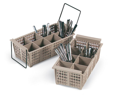 Vollrath 1371 16.88" W x 8.13" D x 5.88" H Beige Plastic (8) Compartments Half Size Traex Flatware Basket