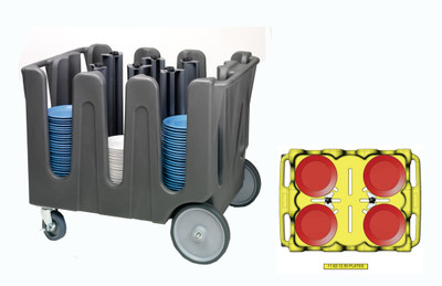 Vollrath ADC-2 40"W x 30"D x 31-1/16"H Gray (4) Stacks Round Plates Dual Side Handles Vinyl Cover (4) Casters (2) Braked Traex Adjustable Dish Caddy
