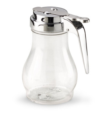 Vollrath 1212 10 Oz. Clear Polycarbonate Jar With Chrome Plated Top Dripcut Syrup Server